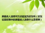 屏蔽此人消息對方還能加為好友嗎（好友設置權限中的屏蔽此人消息什么意思啊）