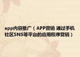 app內(nèi)容推廣（APP營(yíng)銷 通過(guò)手機(jī)社區(qū)SNS等平臺(tái)的應(yīng)用程序營(yíng)銷）