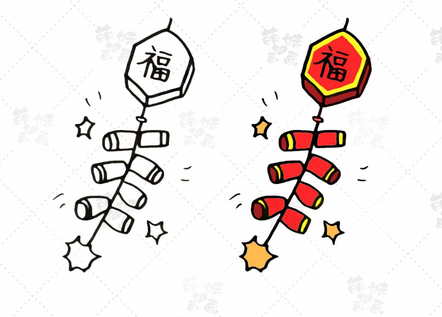 春節(jié)元素簡筆畫合集，簡單又漂亮，家長可收藏備用