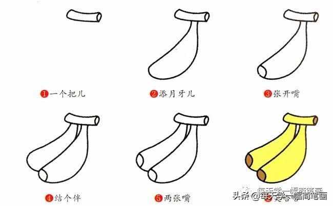 每天學(xué)一幅簡(jiǎn)筆畫--兩個(gè)香蕉簡(jiǎn)筆畫步驟圖片大全