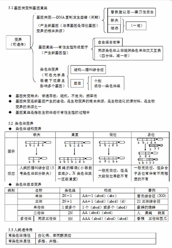 高中生物必修二知識框架圖！全面的復習提綱！