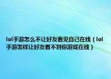 lol手游怎么不讓好友看見自己在線（lol手游怎樣讓好友看不到你游戲在線）