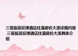 三亞旅游反彈酒店住滿房?jī)r(jià)大漲詳細(xì)內(nèi)容 三亞旅游反彈酒店住滿房?jī)r(jià)大漲具體介紹