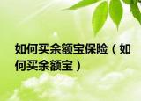 如何買(mǎi)余額寶保險(xiǎn)（如何買(mǎi)余額寶）