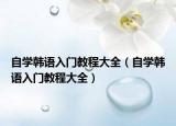 自學(xué)韓語入門教程大全（自學(xué)韓語入門教程大全）