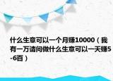 什么生意可以一個月賺10000（我有一萬請問做什么生意可以一天賺5-6百）
