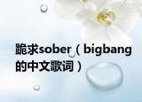 跪求sober（bigbang的中文歌詞）
