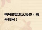 攜號轉(zhuǎn)網(wǎng)怎么操作（攜號轉(zhuǎn)網(wǎng)）