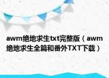 awm絕地求生txt完整版（awm絕地求生全篇和番外TXT下載）