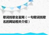 歌詞找歌名官網(wǎng)（一句歌詞找歌名的網(wǎng)站相關(guān)介紹）