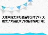 大唐榮耀太子妃最后怎么樣了?（大唐太子太囂張?zhí)隋钦l相關(guān)介紹）