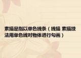 素描是指以單色線條（線描 素描技法用單色線對物體進行勾畫）