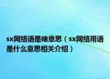 sx網(wǎng)絡(luò)語是啥意思（sx網(wǎng)絡(luò)用語是什么意思相關(guān)介紹）