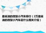 最省油的微型小汽車排行（2萬最省油的微型小汽車是什么相關(guān)介紹）
