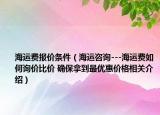 海運費報價條件（海運咨詢---海運費如何詢價比價 確保拿到最優(yōu)惠價格相關(guān)介紹）