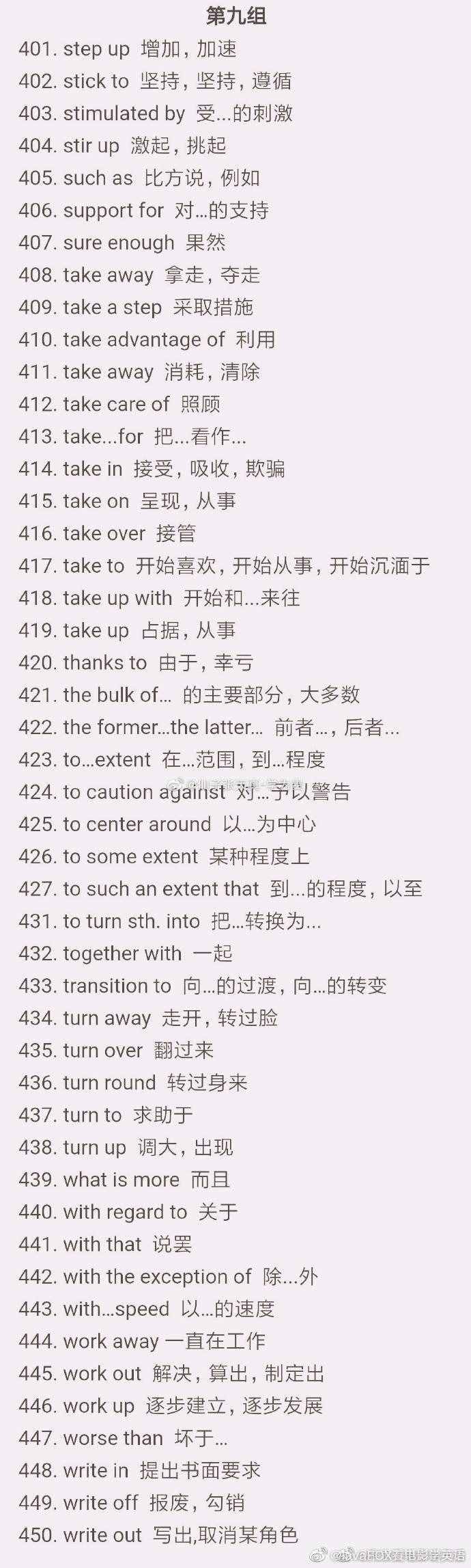 英語最常見的450個(gè)短語合集，適用于四六級、考研等各種英語考試