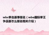 wbc拳擊賽事報名（wbo國際拳王爭霸賽怎么報名相關(guān)介紹）