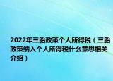 2022年三胎政策個(gè)人所得稅（三胎政策納入個(gè)人所得稅什么意思相關(guān)介紹）