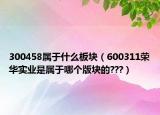 300458屬于什么板塊（600311榮華實業(yè)是屬于哪個版塊的???）