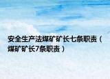 安全生產(chǎn)法煤礦礦長七條職責（煤礦礦長7條職責）
