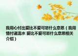 我用心付出愛比不愛可悲什么意思（我用情付諸流水 愛比不愛可悲什么意思相關(guān)介紹）