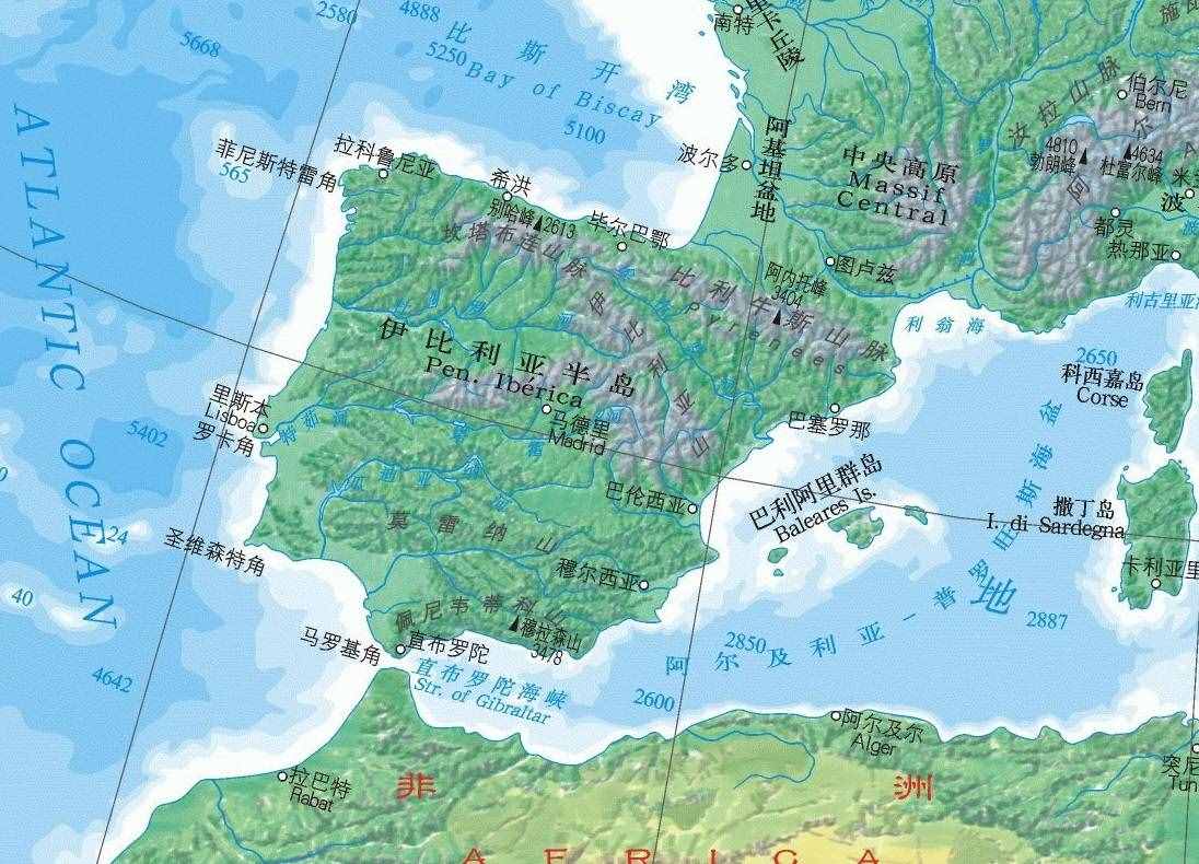 歐洲地中海沿岸三大半島：伊比利亞半島、亞平寧半島和巴爾干半島