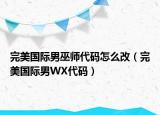 完美國際男巫師代碼怎么改（完美國際男WX代碼）
