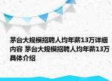 茅臺(tái)大規(guī)模招聘人均年薪13萬詳細(xì)內(nèi)容 茅臺(tái)大規(guī)模招聘人均年薪13萬具體介紹