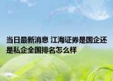 當日最新消息 江海證券是國企還是私企全國排名怎么樣
