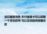 當(dāng)日最新消息 農(nóng)行信用卡可以延期一個(gè)月還款嗎 可以主動(dòng)提供延期還款