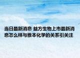 當日最新消息 益方生物上市最新消息怎么樣與雅本化學的關系引關注