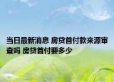 當日最新消息 房貸首付款來源審查嗎 房貸首付要多少