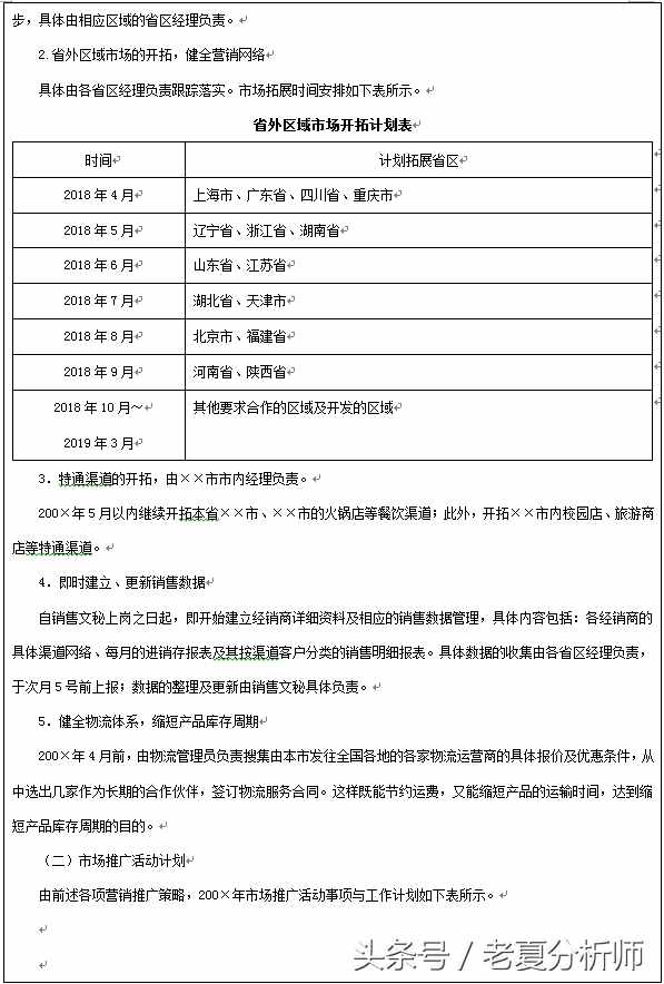 2018年企業(yè)年度營(yíng)銷(xiāo)計(jì)劃書(shū)（8張表格）