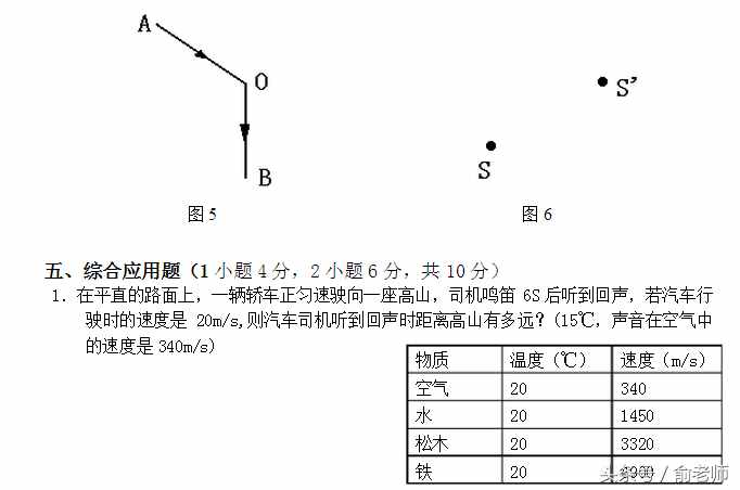 八年級(jí)物理上冊(cè)期末測(cè)試卷及答案，期末了，同學(xué)們測(cè)試一下！