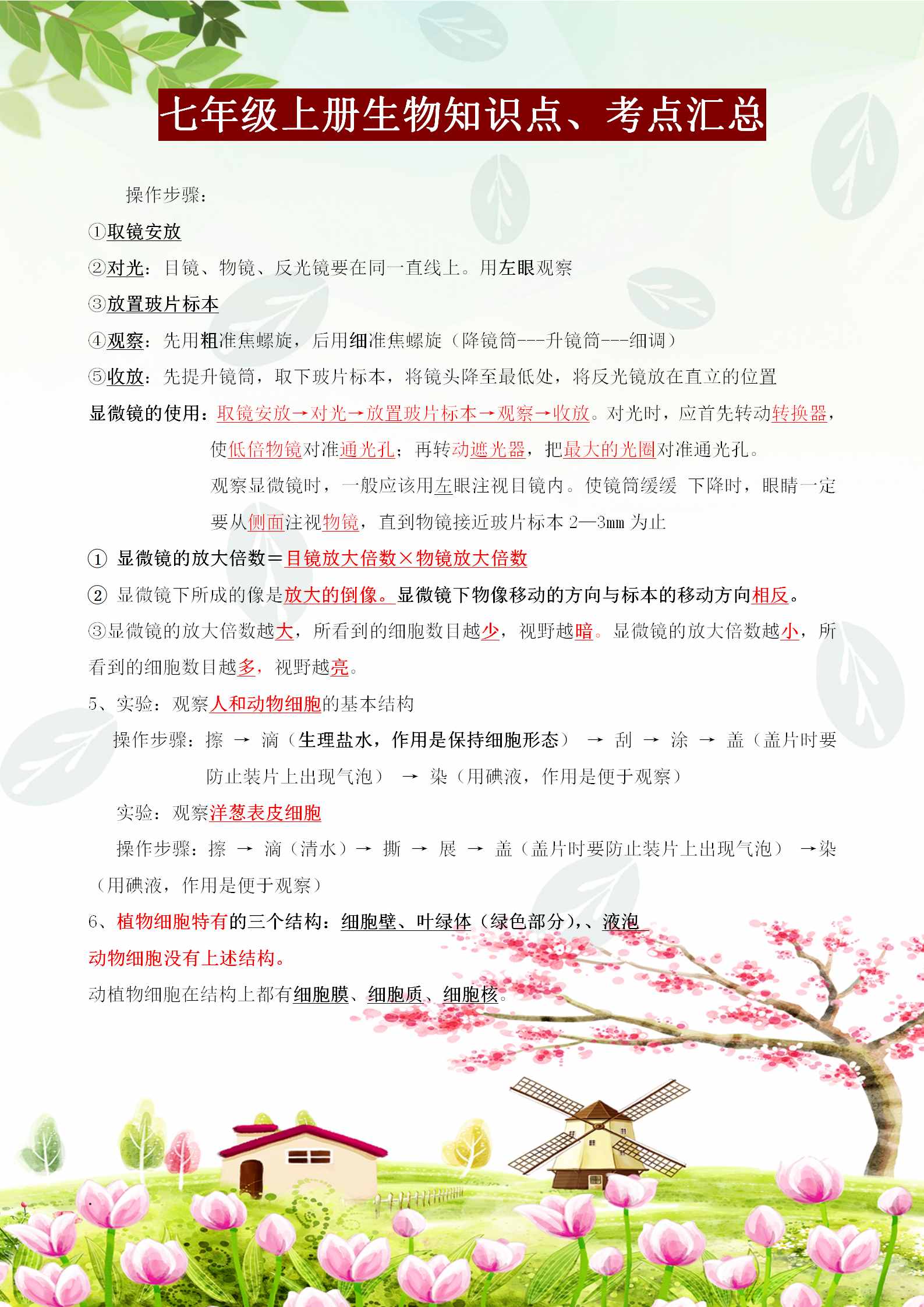 七年級(jí)上冊(cè)生物必背知識(shí)點(diǎn)、考點(diǎn)匯總，這樣背記節(jié)省80%的時(shí)間
