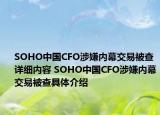 SOHO中國(guó)CFO涉嫌內(nèi)幕交易被查詳細(xì)內(nèi)容 SOHO中國(guó)CFO涉嫌內(nèi)幕交易被查具體介紹