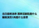 當(dāng)日最新消息 國家話劇院是什么編制演員1崗是什么意思