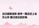 當日最新消息 房貸一期沒還上會怎么樣 要注意這些影響