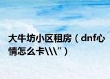 大牛坊小區(qū)租房（dnf心情怎么卡\