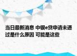 當(dāng)日最新消息 中銀e貸申請(qǐng)未通過(guò)是什么原因 可能是這些
