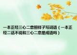 一本正經(jīng)三心二意照樣子寫(xiě)詞語(yǔ)（一本正經(jīng)二話不說(shuō)和三心二意是成語(yǔ)嗎）