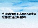 當(dāng)日最新消息 京東金條怎么申請(qǐng)延期還款 是正規(guī)借款嗎