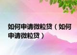 如何申請微粒貸（如何申請微粒貸）