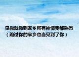 見你就像到家鄉(xiāng)所有神情我都熟悉（路過你的家鄉(xiāng)也當(dāng)見到了你）
