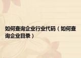 如何查詢企業(yè)行業(yè)代碼（如何查詢企業(yè)目錄）