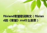 ftisland奢望歌詞韓文（ftisland的《奢望》mv什么意思）