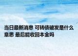 當(dāng)日最新消息 可轉(zhuǎn)債破發(fā)是什么意思 最后能收回本金嗎