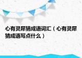 心有靈犀猜成語詞匯（心有靈犀猜成語寫點(diǎn)什么）