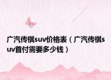 廣汽傳祺suv價(jià)格表（廣汽傳祺suv首付需要多少錢）