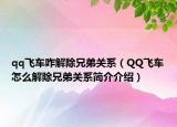 qq飛車(chē)咋解除兄弟關(guān)系（QQ飛車(chē)怎么解除兄弟關(guān)系簡(jiǎn)介介紹）